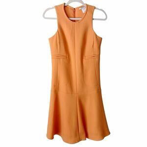 Carven | 100% Wool Drop Waist Mini Dress Fit Flare Sleeveless Orange Size 4